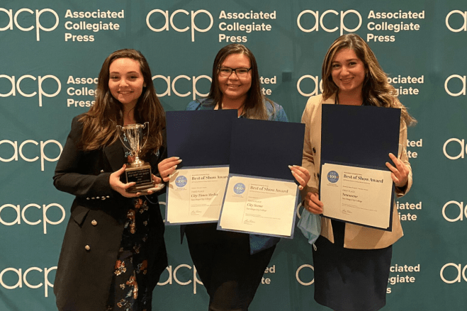 City Times Media's Jillian Fortner (right), Susana Serrano and Ingrid Estrella